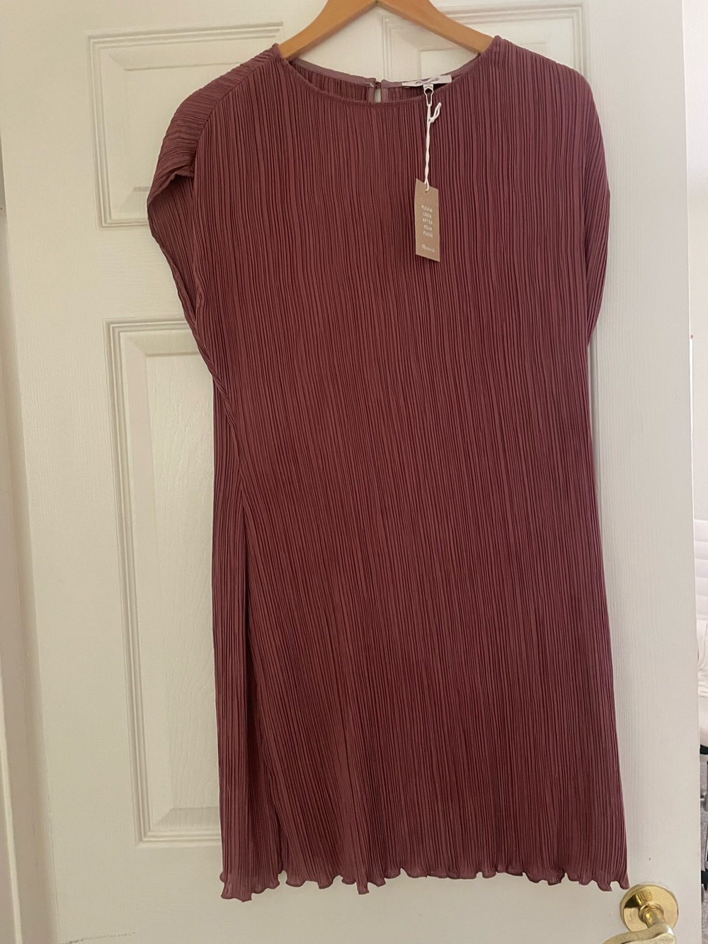 Madewell Dusty Rose Pleated Short-Sleeve Midi Dress